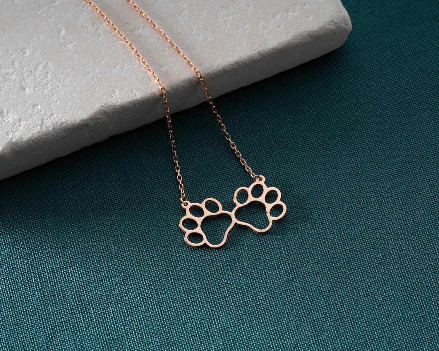 Custom Paw Print Necklace – Personalized Multi Paw Pendant in 925 Sterling Silver & 14k Solid Gold, Pet Lover Jewelry, Add 1–5 Paws, Dog Mom & Cat Lover Gift, White, Yellow or Rose Finish - Image 7