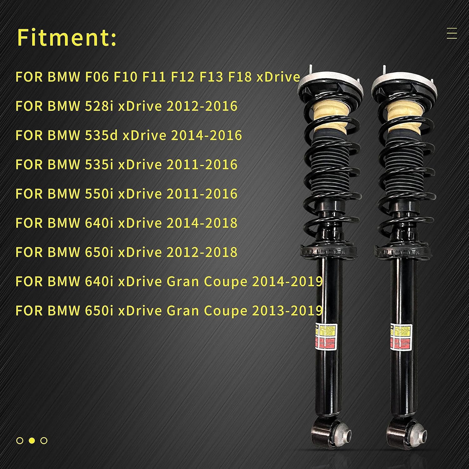 33526784019 33526784023 Pair Rear Shock Absorber Struts with Electronic Megnatic Ride Control Suspensions For BMW F10 F11 528I 535D 535I 550I 640I 650I xDrive AWD 2011-2019 33526789380