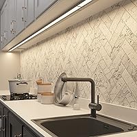 Vista 4 de LAGOM Luz Halo para debajo del gabinete, LED regulable con cableado de 22 pulgadas, 2700 K/4000 K/5000 K, cable de alimentación se vende por Blanco