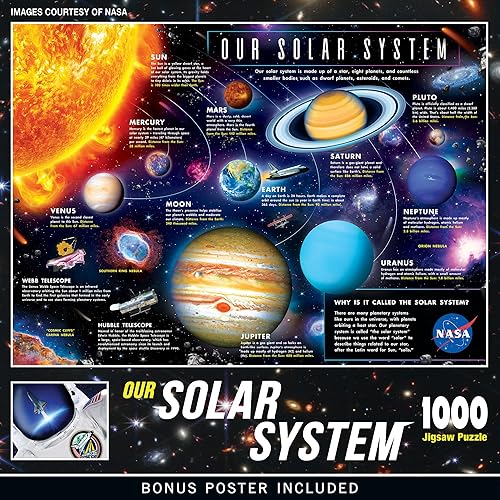 Rompecabezas de 1000 piezas de la NASA - The Solar System - Rompecabezas con ilustraciones vibrantes y piezas duraderas - Actividad familiar