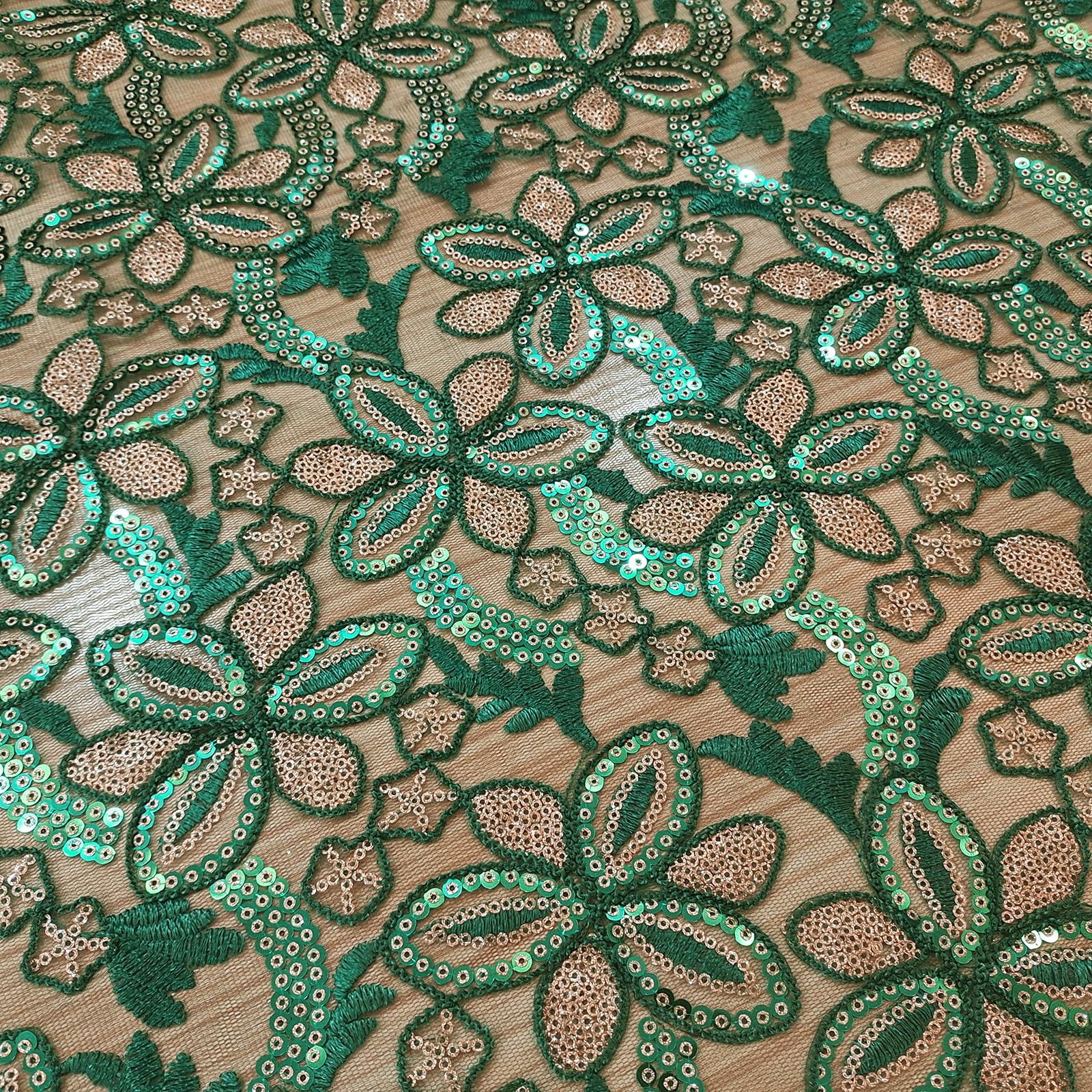 Bestway Tela de encaje africano suave con lentejuelas bordadas de tul francés de 5 yardas para boda y fiesta (verde azulado)