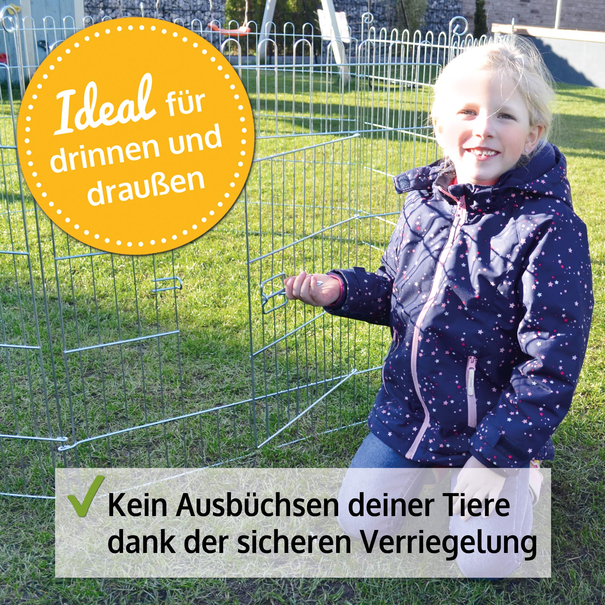 zooprinz premium xxl Freilaufgehege/Auslaufgitter - ideal für Kleintiere und Hunde/Welpen - mit Schutznetz - 2 Modelle zur Wahl mit oder ohne Bodenschutz - perfekt für drinnen und draußen - winterfest