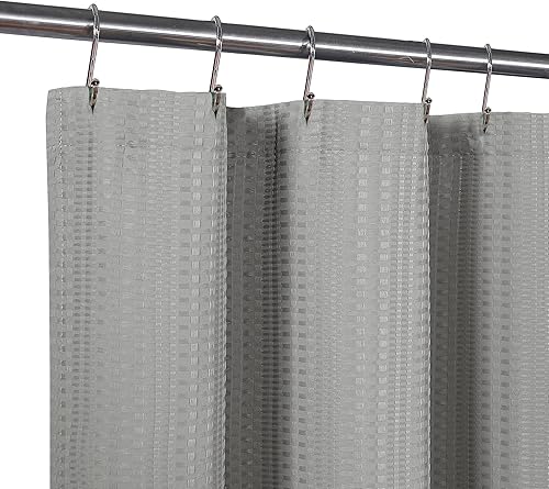 Miniatura 7 de SUNBLK Bridgeport - Cortina de ducha de tela de punto gofre 70 pulgadas de ancho x 72 pulgadas de alto azul marino repelente al agua y pesado