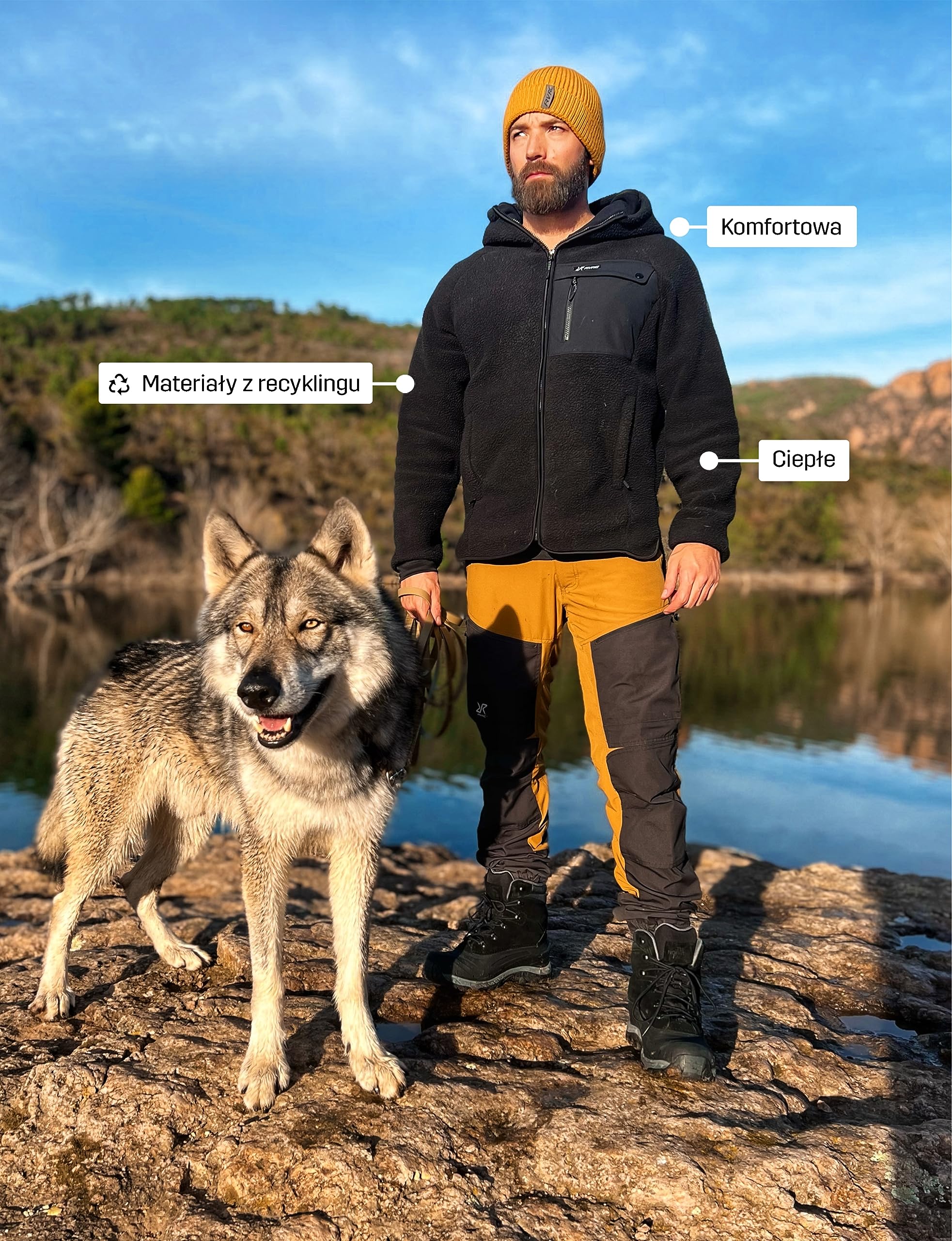 RevolutionRace Sherpa Hoodie Męska, Ciepła i wygodna kurtka polarowa