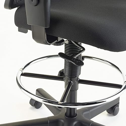 Miniatura 12 de Lorell Silla de oficina con taburete de trinquete, diseño ergonómico de respaldo medio con malla transpirable, asiento de tela acolchada, anillo de