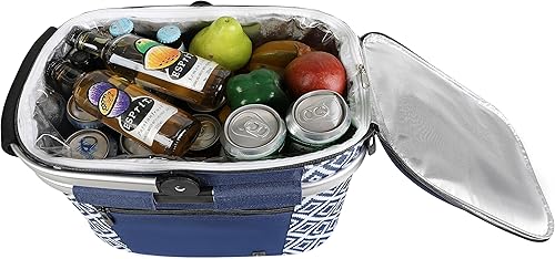Miniatura 8 de ALLCAMP Cesta de pícnic, hielera aislada, cesta de picnic plegable gruesa con cestas extraíbles y marco cosido, cesta para regalos de inauguración