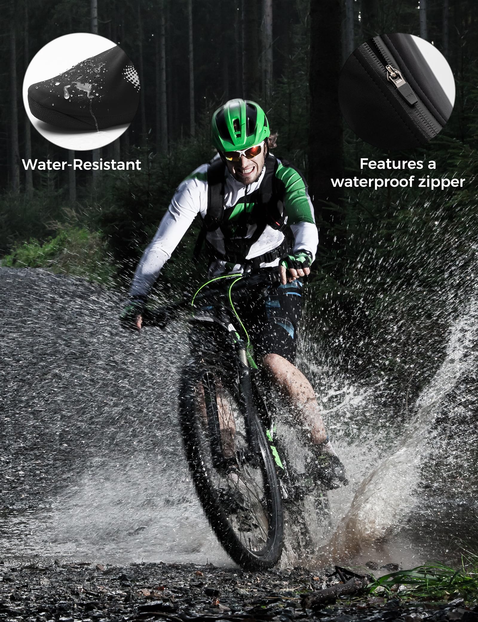 ROCKBROS Couvre-chaussures de cyclisme d'hiver thermique et imperméable, couvre-chaussures de cyclisme coupe-vent et élastique, pour VTT, vélo de course et Gravel