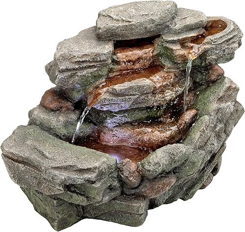 Miniatura 2 de Fuente de agua con luz LED - Waterfall Creek Rock Garden Decor Fuente de mesa - Fuente de escritorio Función de agua
