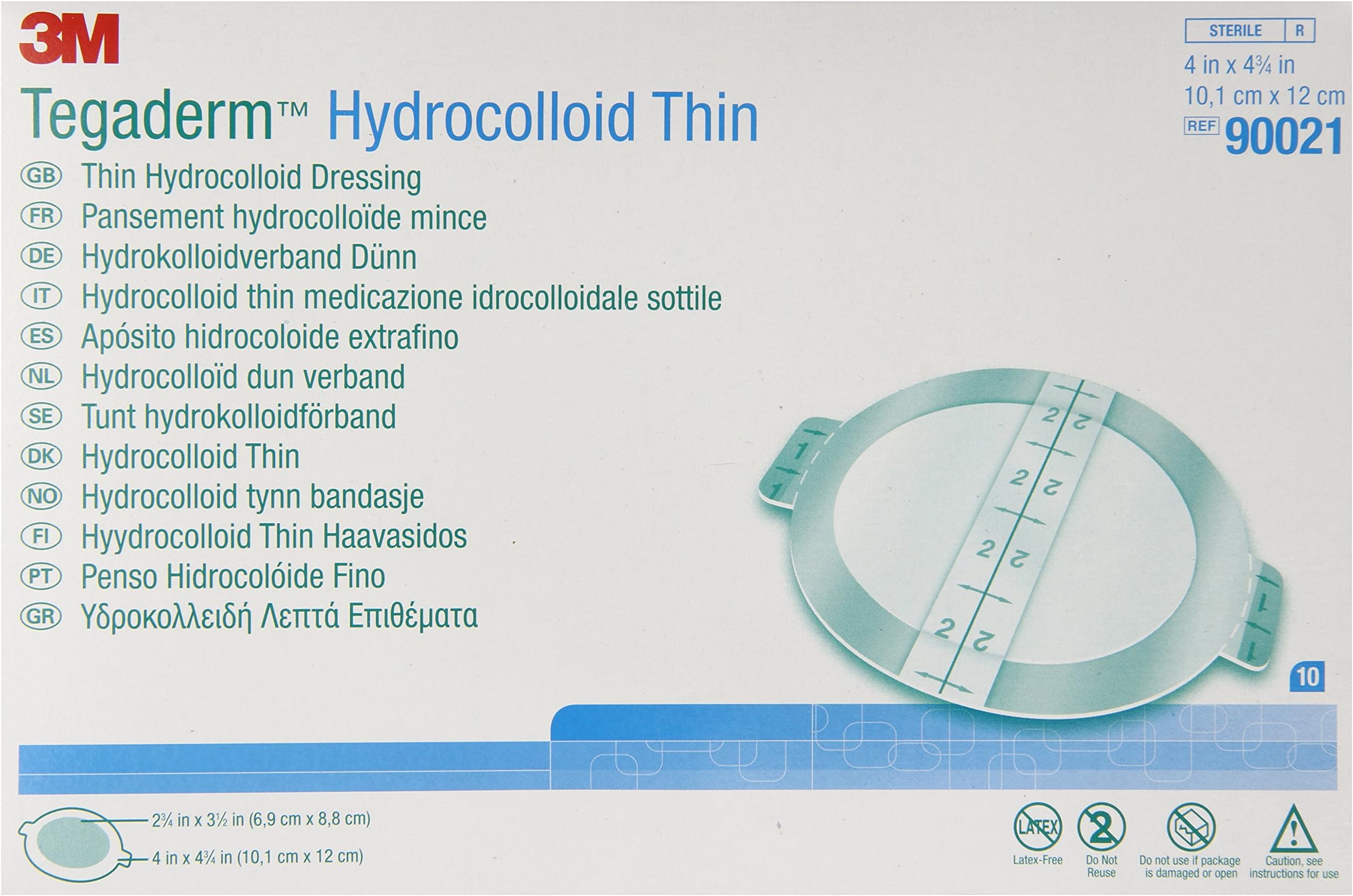 3M Tegaderm Hydrocolloid Thin Dressing 90021 (Pack of 100)
