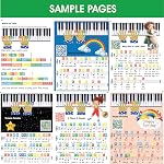 QMG Rainbow Color Piano and Keyboard Sticker and Kids Piano Learning Book Easy to Follow Instructions for Kids, Beginner Piano Book for Children, Easy Piano Sheet Music for Kids