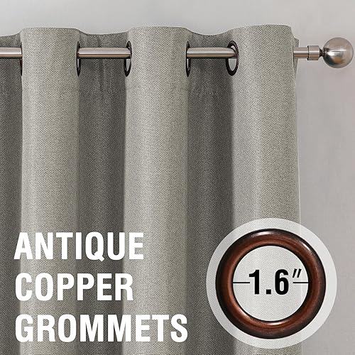 Miniatura 2 de H.VERSAILTEX Cortinas opacas de lino para dormitorio sala de estar con aislamiento térmico, cortinas con ojales y textura de lino efecto Burlab, 2