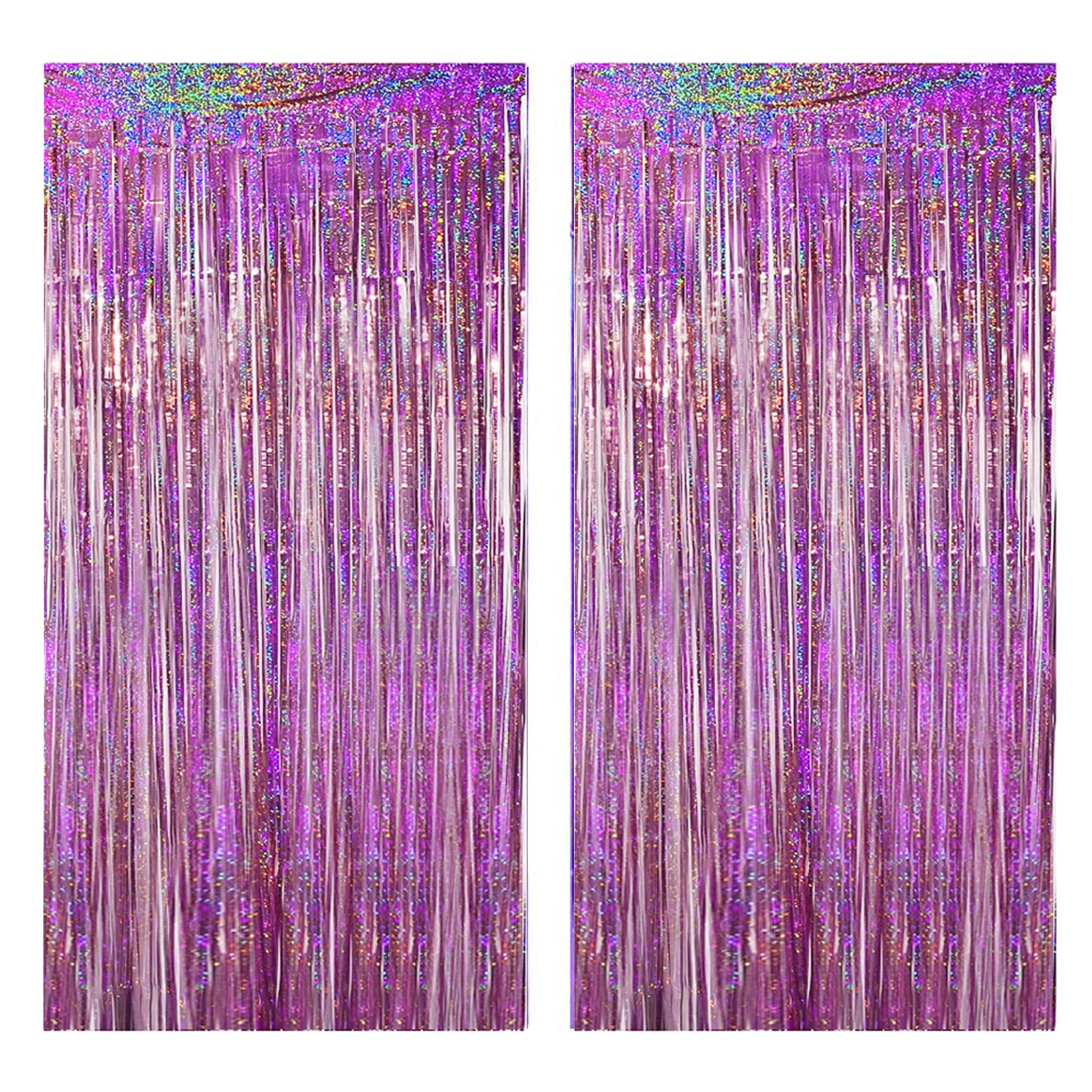 Montegoni 2 Stück Lametta Vorhänge Rosa Glitzer Hintergrund Dekoration Folien Fransen Silvester Geburtstag Hochzeit Partydeko Luftschlangen Deko für Disco Party Hochzeit Party Dekoration Neujahr