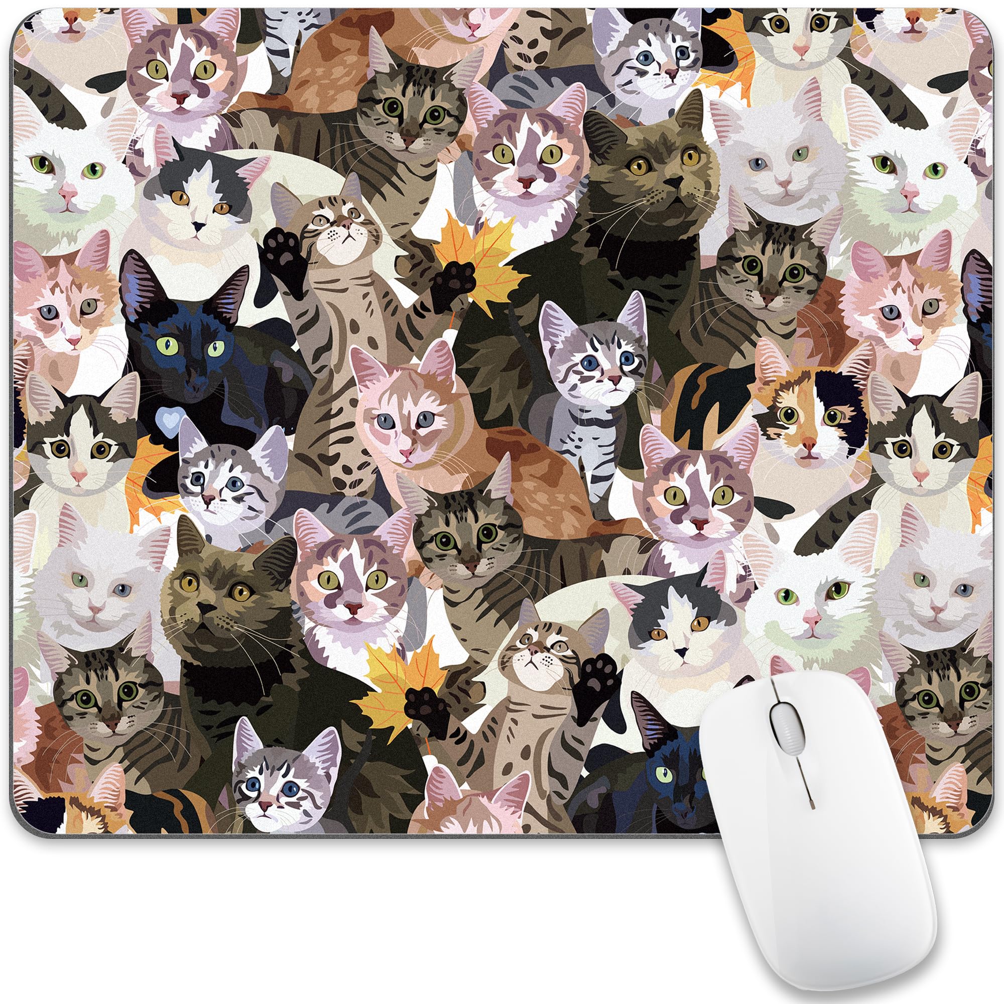Cat Portrait Face Mouse Pad Cute, Funny Kitten Pet Rectangular Laptop Mousepad Kitty Head Meow Animal Kawaii Office Small Portable Desk Pad Non-Slip