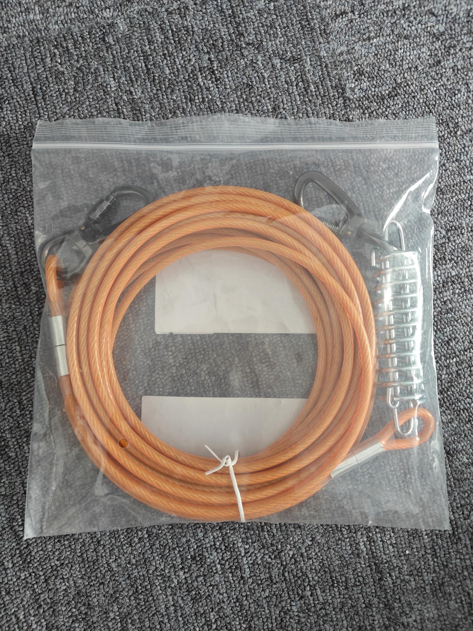 Câble d'attache orange pour chien avec crochet pivotant à ressort verrouillable, chaînes robustes pour l'extérieur pour animaux de compagnie, câbles de course pour chiens jusqu'à 226,8 kg (3 m)