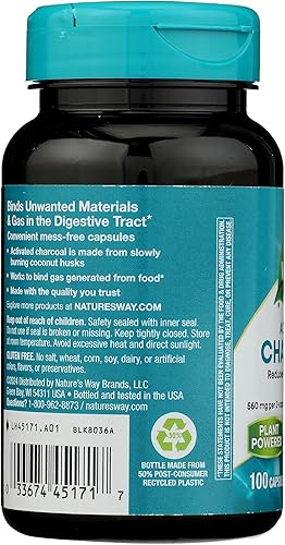 Miniatura 5 de Carbón activo de alta absorción para limpiar el organismo de Natures Way 100cápsulas 45171 100 1 1