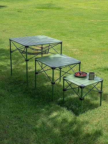 Miniatura 32 de iClimb Alu ligero y estable. Mesa cuadrada plegable enrollable con bolsa de transporte para camping, picnic, patio trasero, barbacoa, campamento