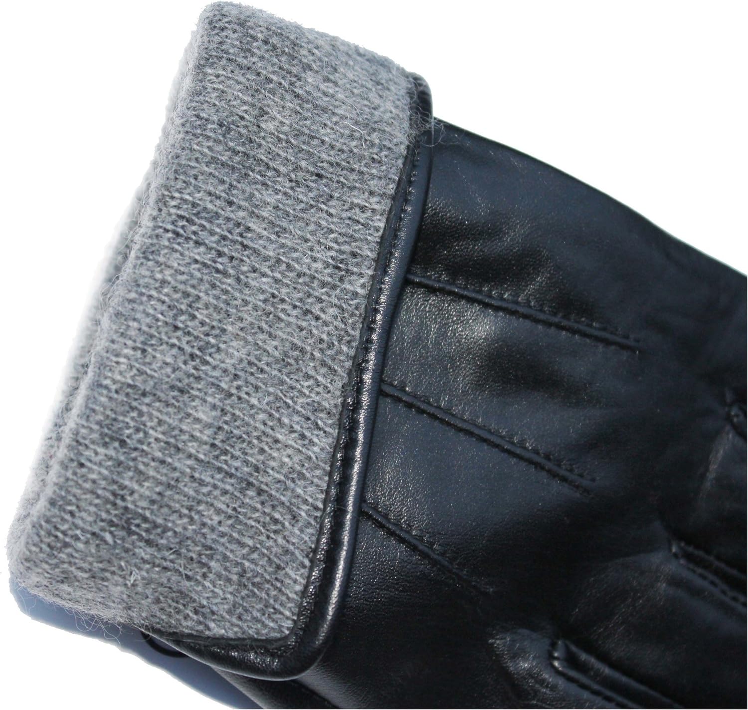 Men's Luxury Cashmere Lined Genuine Butter Soft Black Leather Gloves