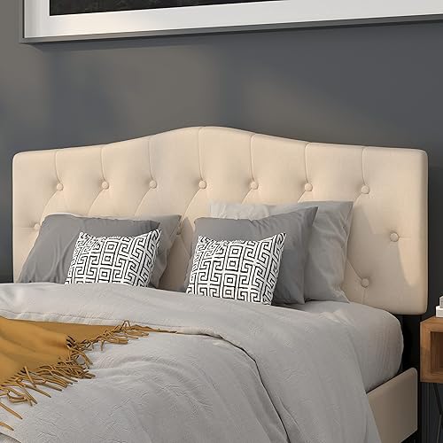 Vista 17 de Flash Furniture Cambridge - Cabecera tapizada capitoné tamaño individual en tela beige