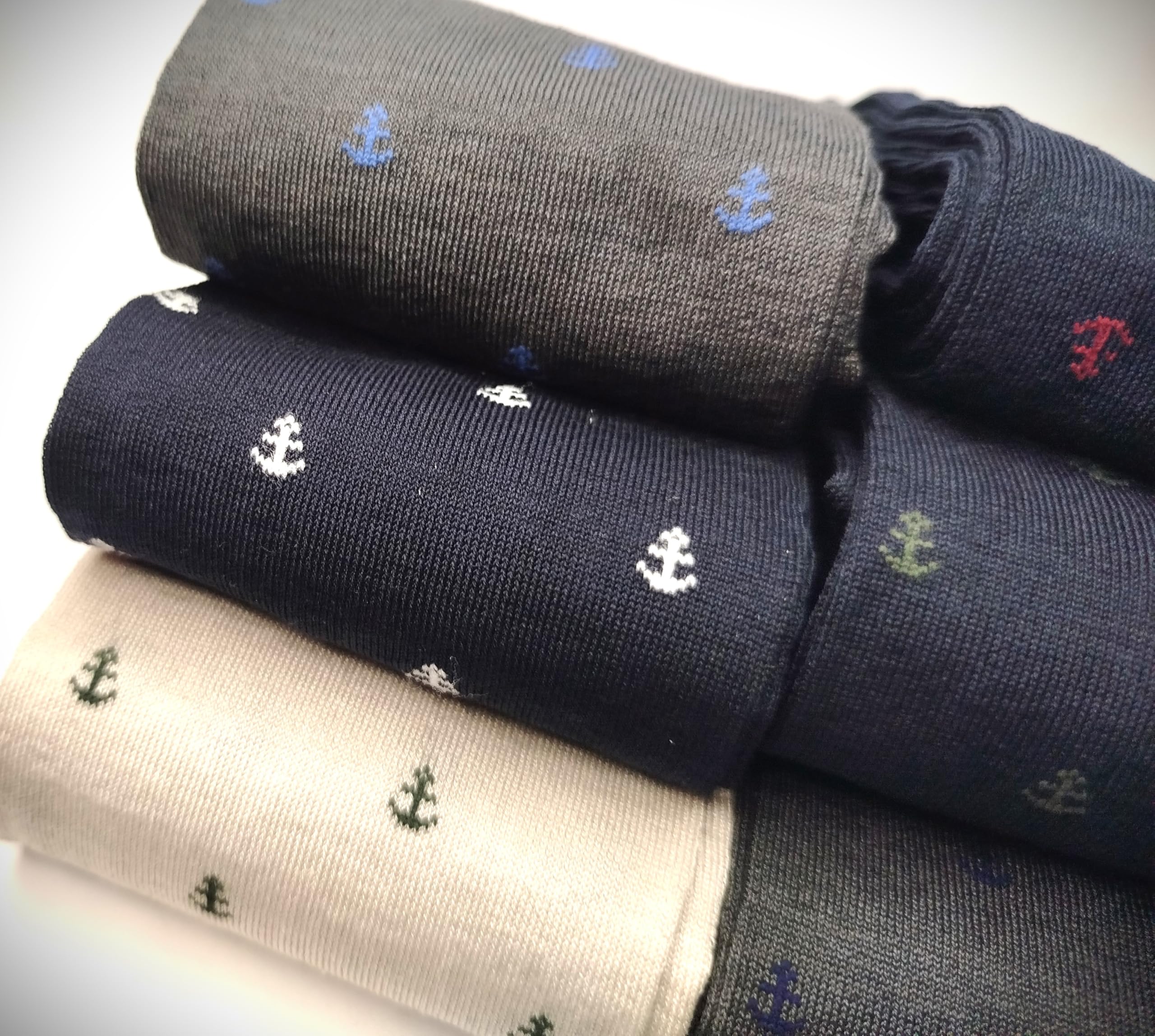 Calcetines largos hombre hilo de Escocia elegantes originales businnes unisex rayas lunares marinero anclas