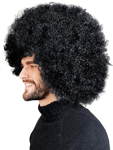 Miniatura 2 de ALLAURA Pelucas prémium de cabello rizado tipo afro y de tamaño jumbo para mujeres afrodescendientes, cabello negro sintético largo y voluminoso,