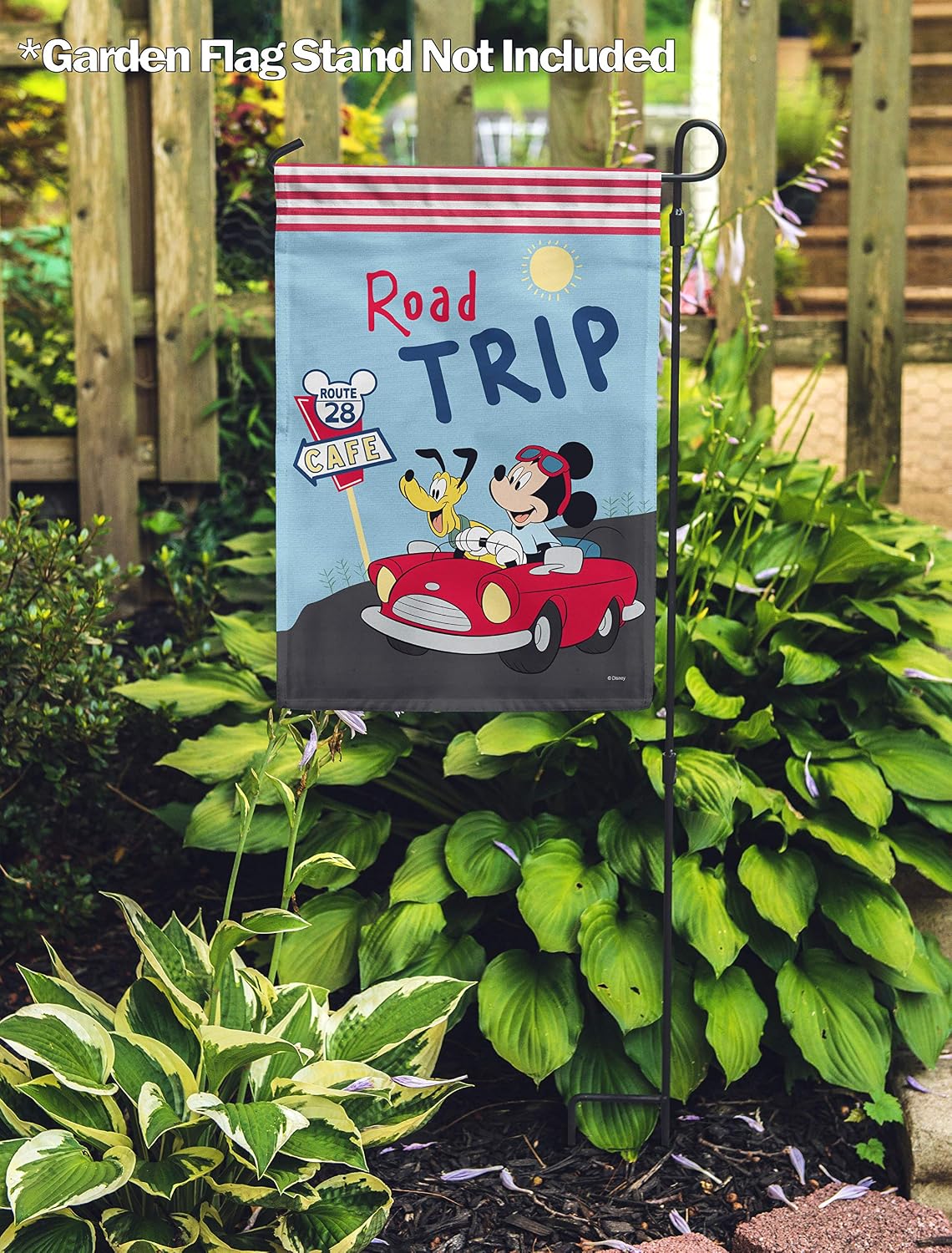 Flagology, Disney, Mickey Mouse, Mickey Road Trip – Garden Flag 12" x 18", Outdoor, Exclusive Premium Fabric, Officially Licensed Disney