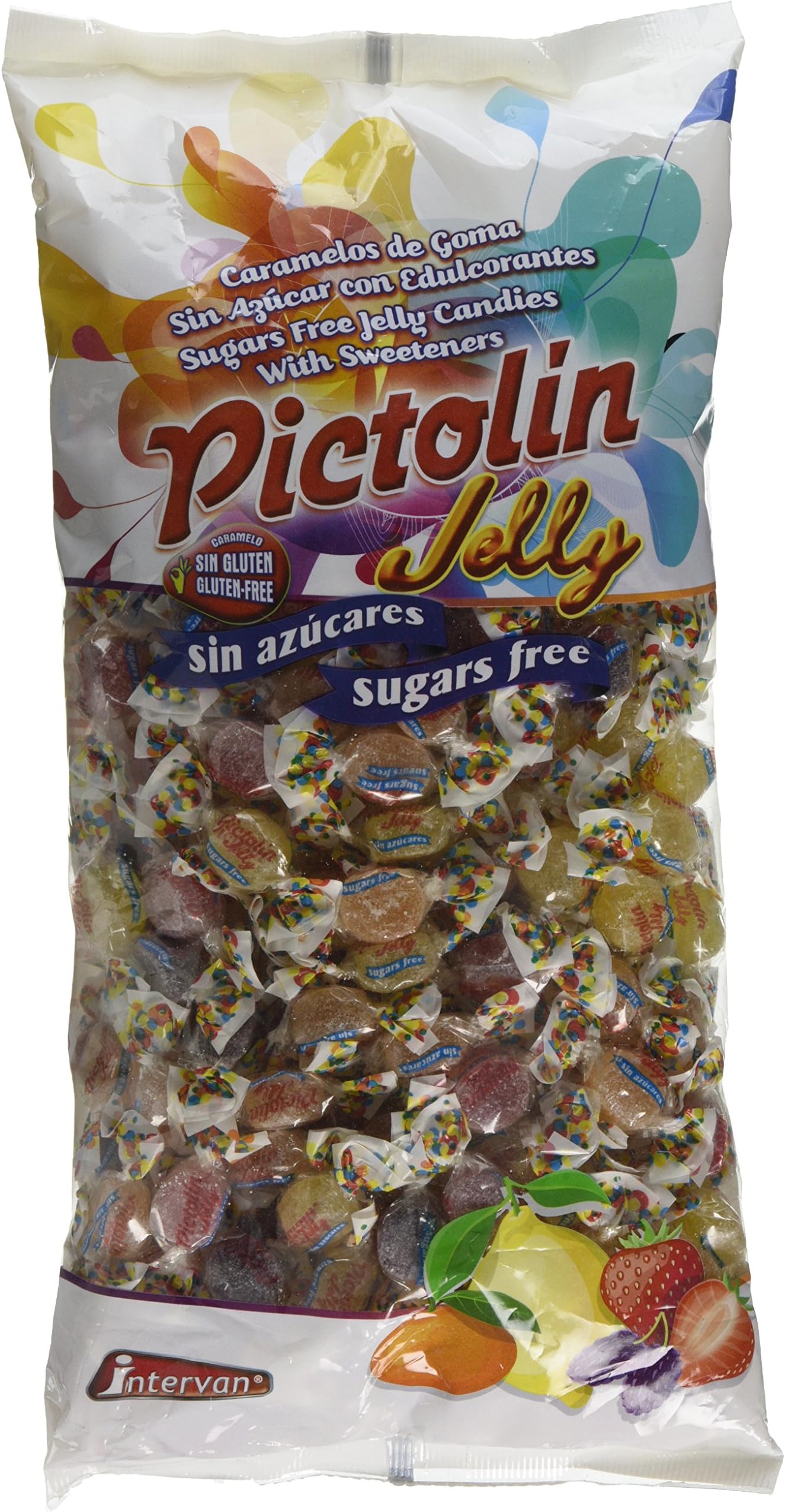 Intervan Pictolin Soft Fruit Jelly Sweets with Stevia, 1 kg
