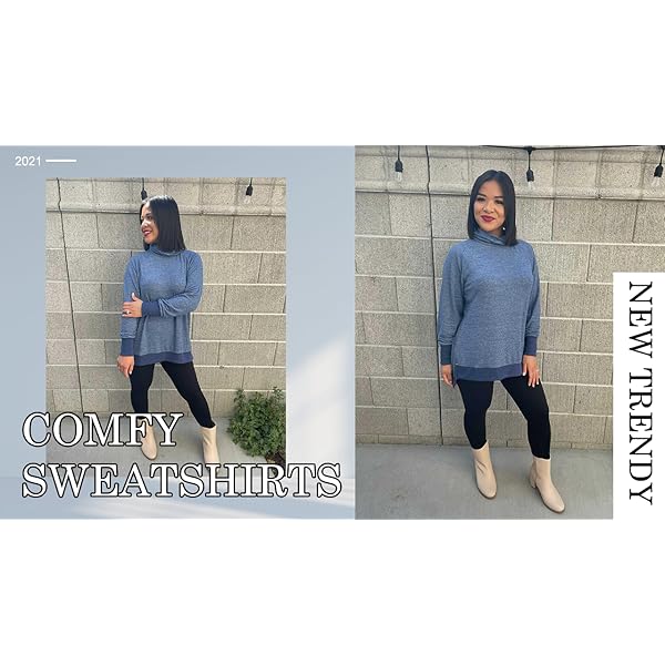 OFEEFAN-Womens-Turtle-Neck-Sweatshirts-High-Low-Hem-Side-Slit OFEEFAN Womens Tunic Tops Long Sweaters for Women to Wear with Leggings Green XL