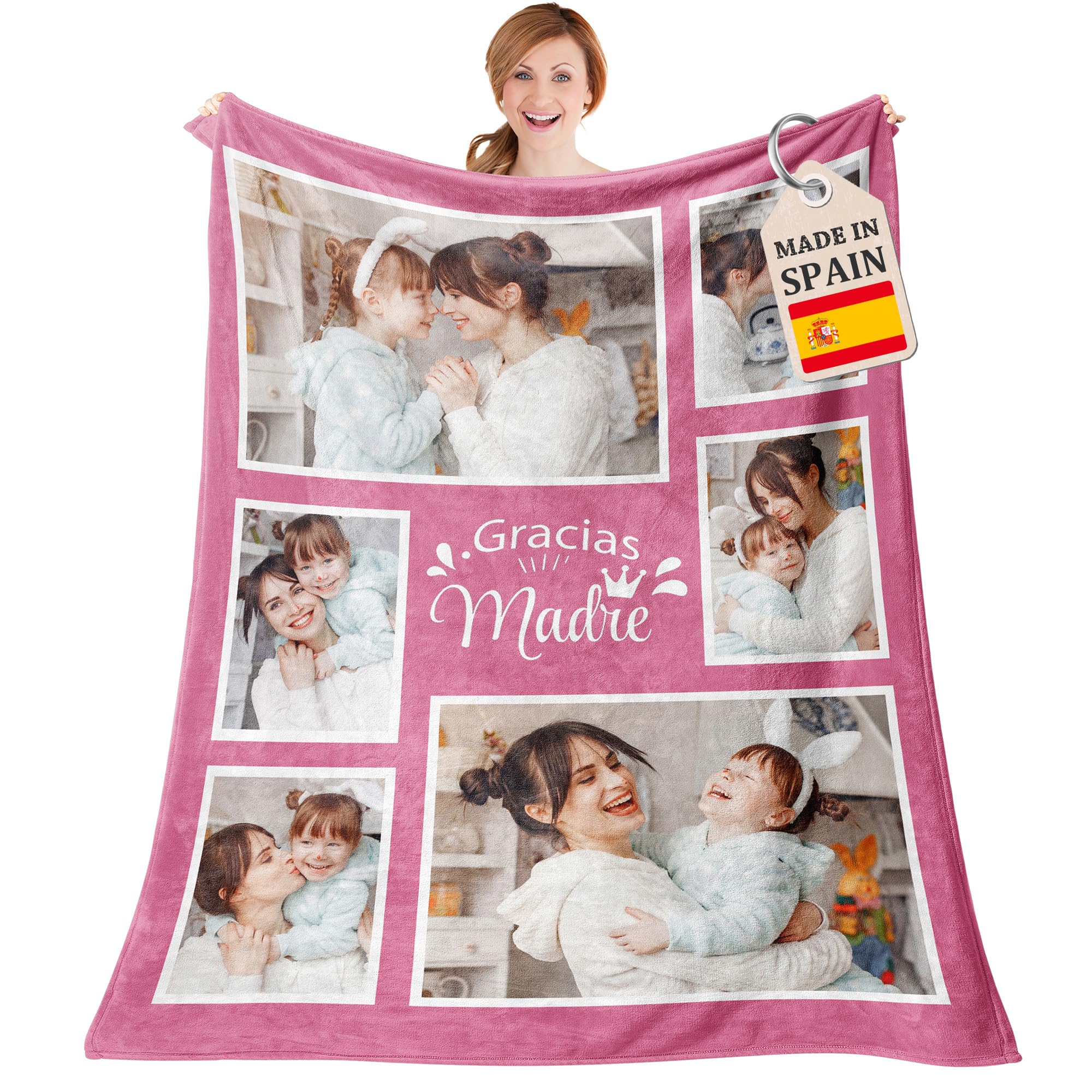 Easycosy Regalo Dia de la Madre, Manta Personalizada con Foto y Texto, Manta Personalizada para sofá y Cama, Manta de Franela Ultra Suave, Idea Regalo para Mamá, Hecho en España
