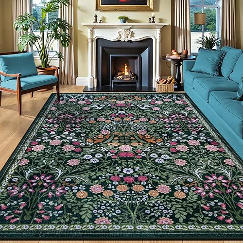 8x10 Area Rugs for Living Room: Floral Washable Rug Vintage