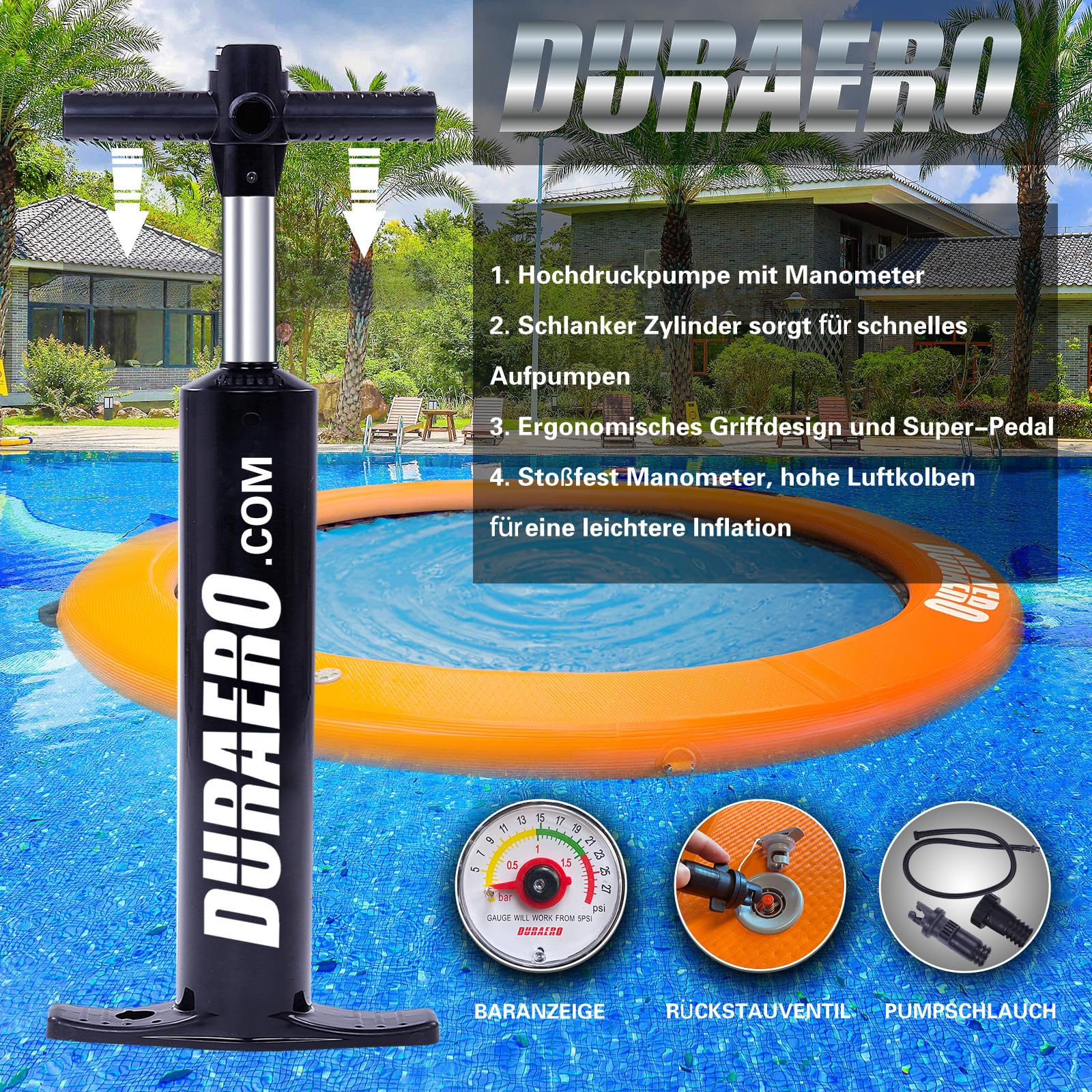Amaca Gonfiabile ad Acqua Rotonda 245cm – Isola Galleggiante in PVC Drop-Stitch per 2–6 Persone, Piattaforma da Nuoto per Lago e Piscina, Lettino Galleggiante con Rete, Corda, Ganci e Maniglie