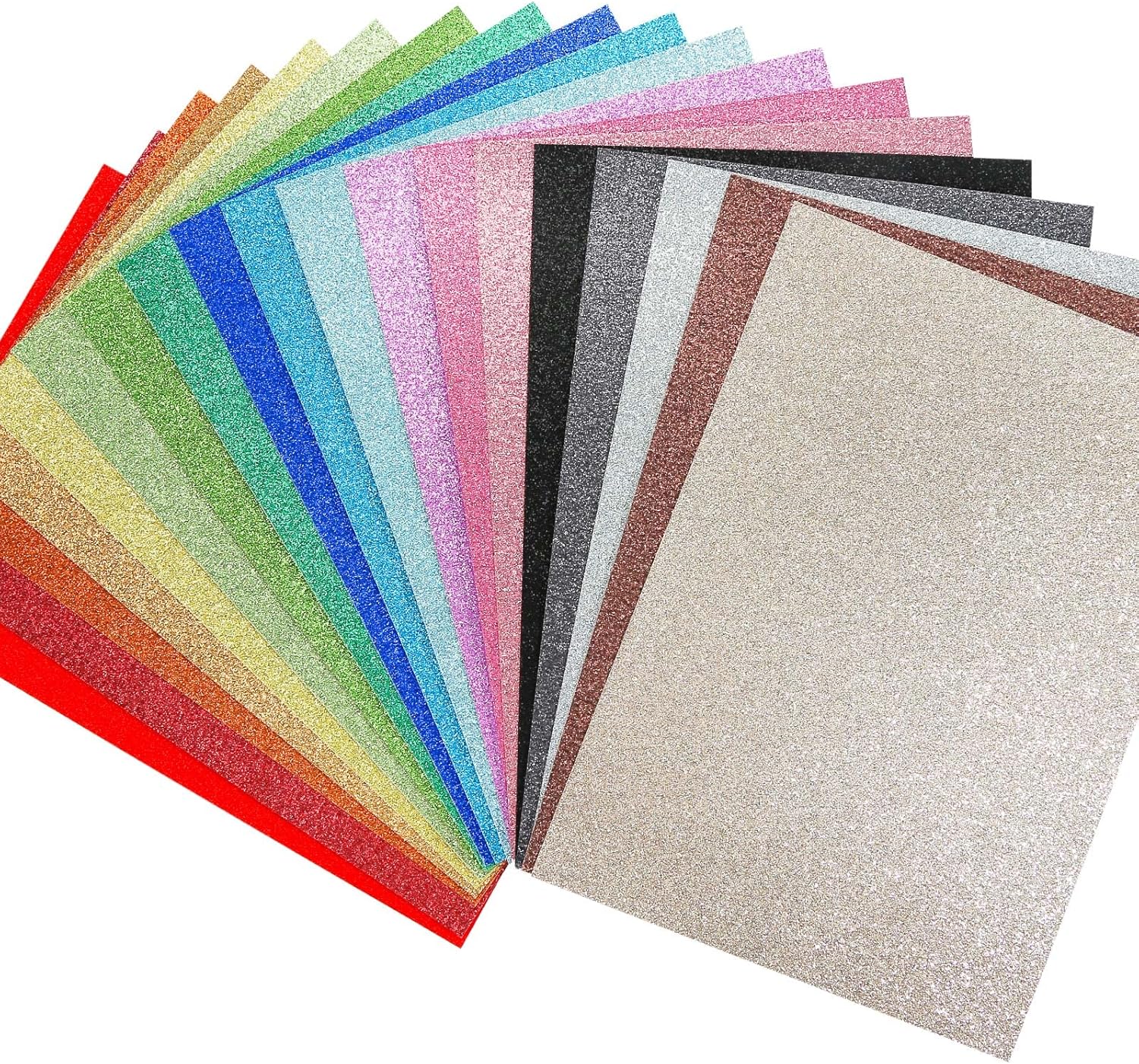 VGOODALL A4 Glitter Craft Paper, 10 Assorted Colors 20 Sheets Sparkle