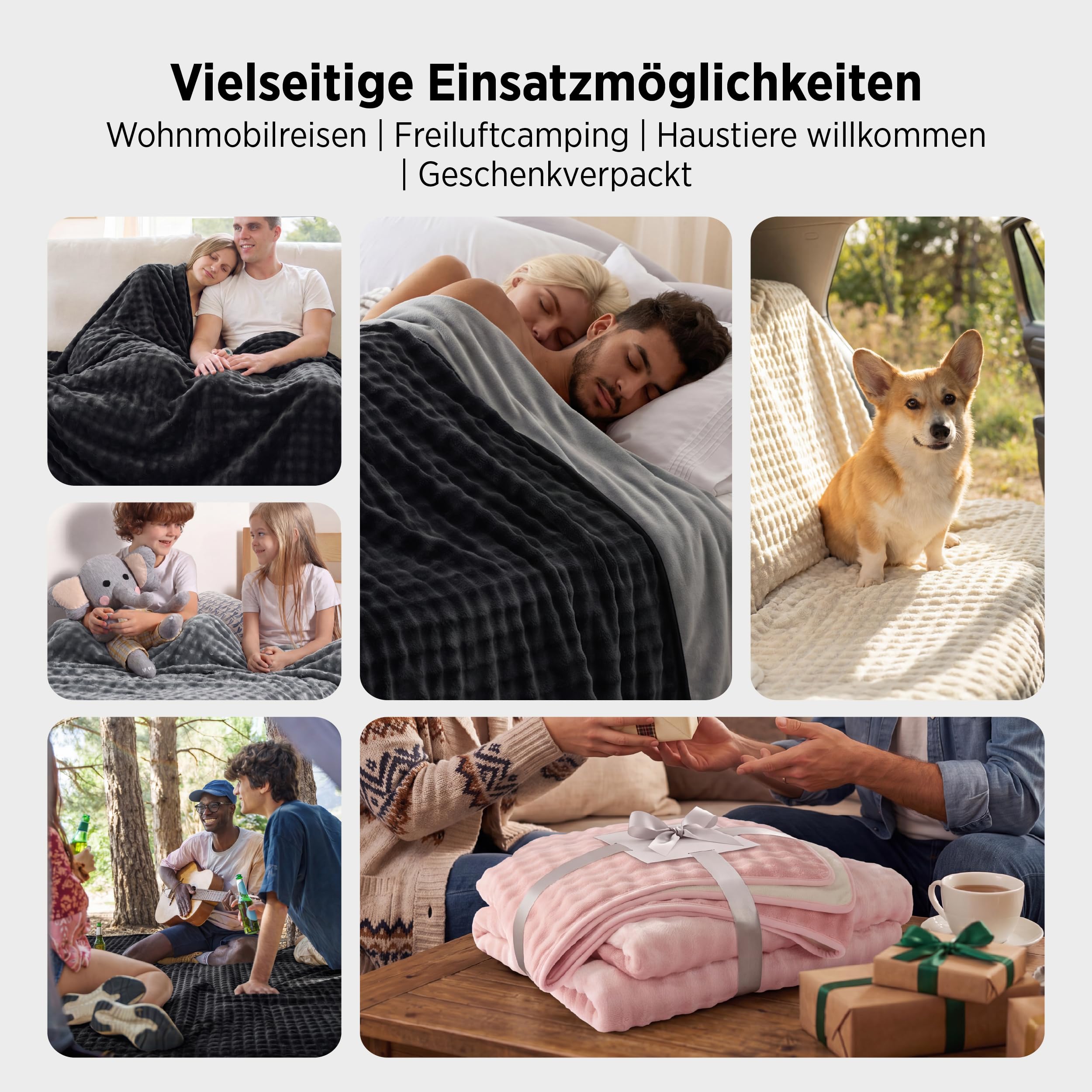 BEDSURE wasserdichte Decke Kuscheldecke 229x229 - Liebesdecke, Beige/Weiß | Hundedecke, kuschelige Liebesdecke, Beidseitig weicher Plüsch, Fleecedecke für Sofa, Zuverlässiger Wasserschutz, Pflegeleicht