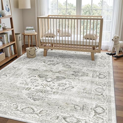 Miniatura 4 de Alfombra de 3 x 5 pies con parte trasera antideslizante, resistente a las manchas, lavable para sala de estar, dormitorio y comedor, alfombra con