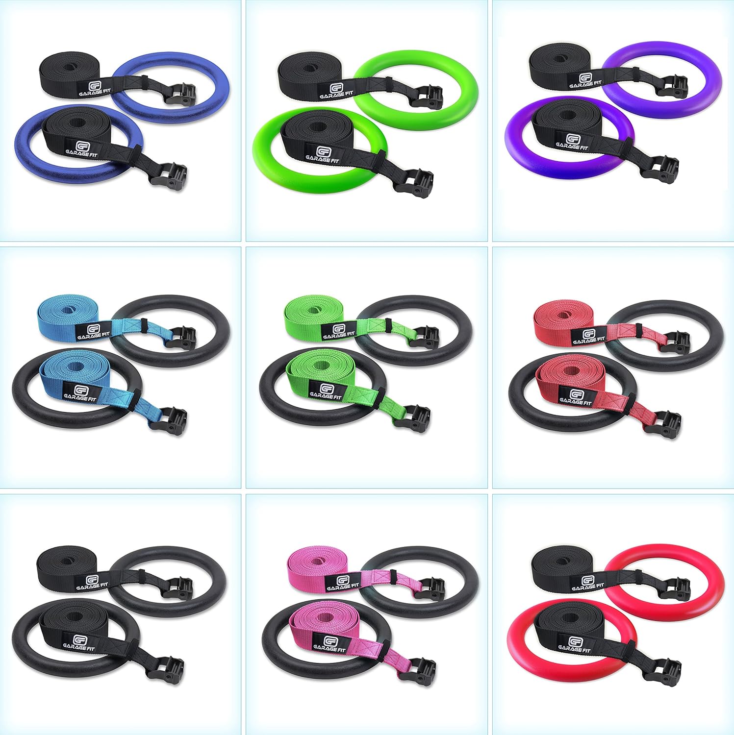 Garage Fit Gymnastic Rings - Premium Heavy Duty Cross Training, Gymnastics, Fitness, Exercise Rings (Black Rings and Straps with Numbers) : Sports & Outdoors