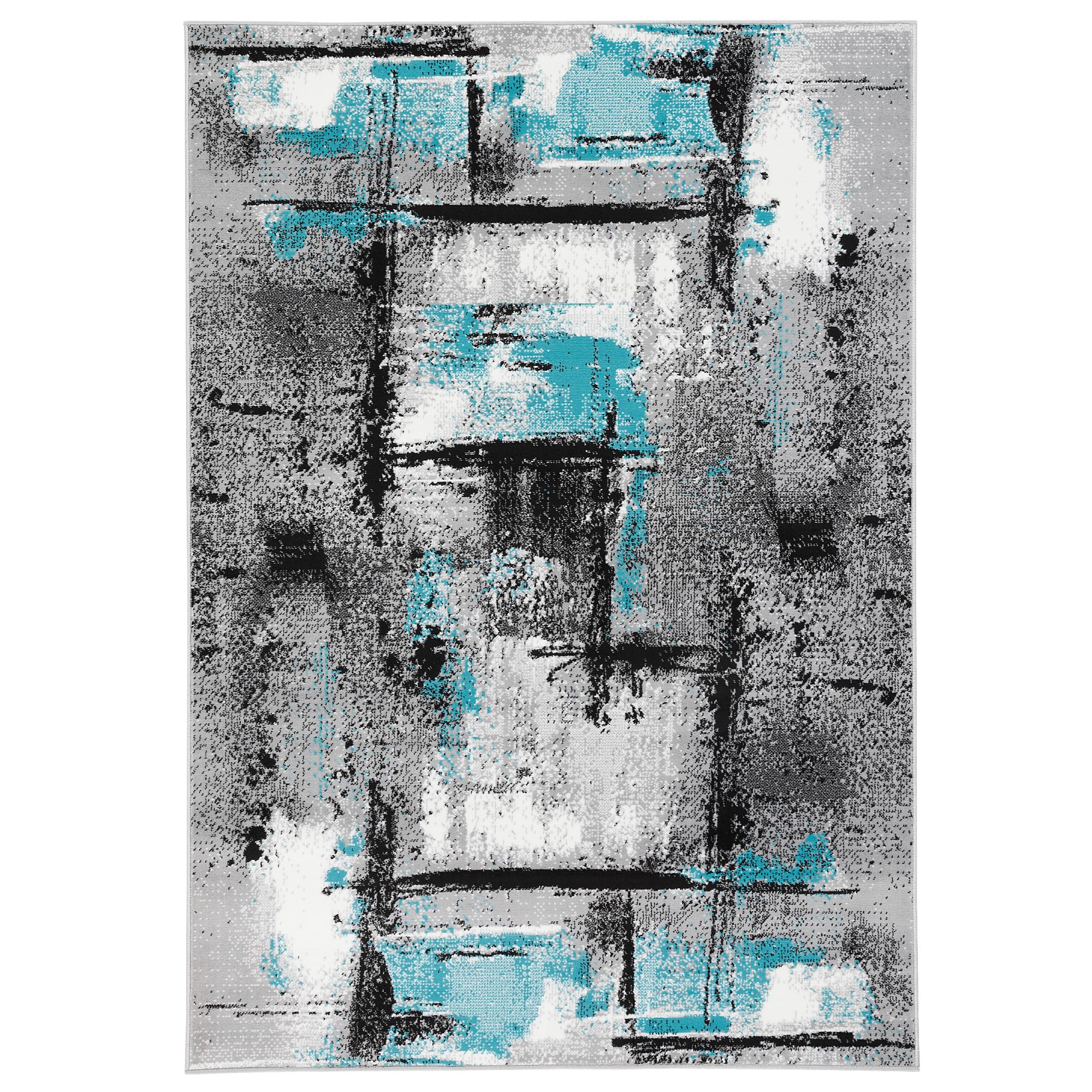 Samba - Tapis de designer - Gris Moderne Turquoise Urbain - 5 tailles
