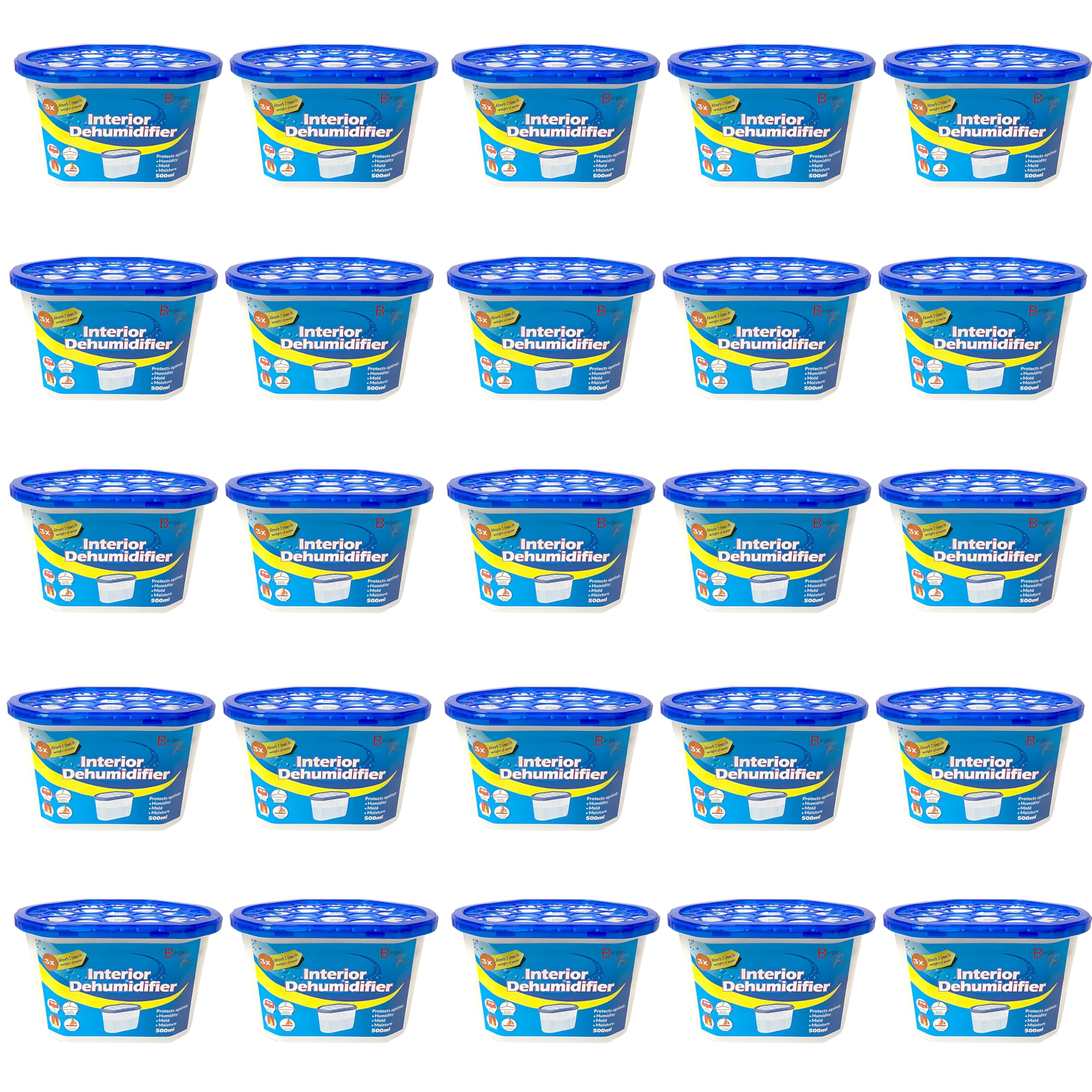 Dehumidifier 500ml Pack of 25 Condensation Remover Moisture Absorber Dehumidifiers for Damp, Mould, Moisture in Home, Kitchen, Bedroom, Caravan, Office, Garage, Bathroom, Basement