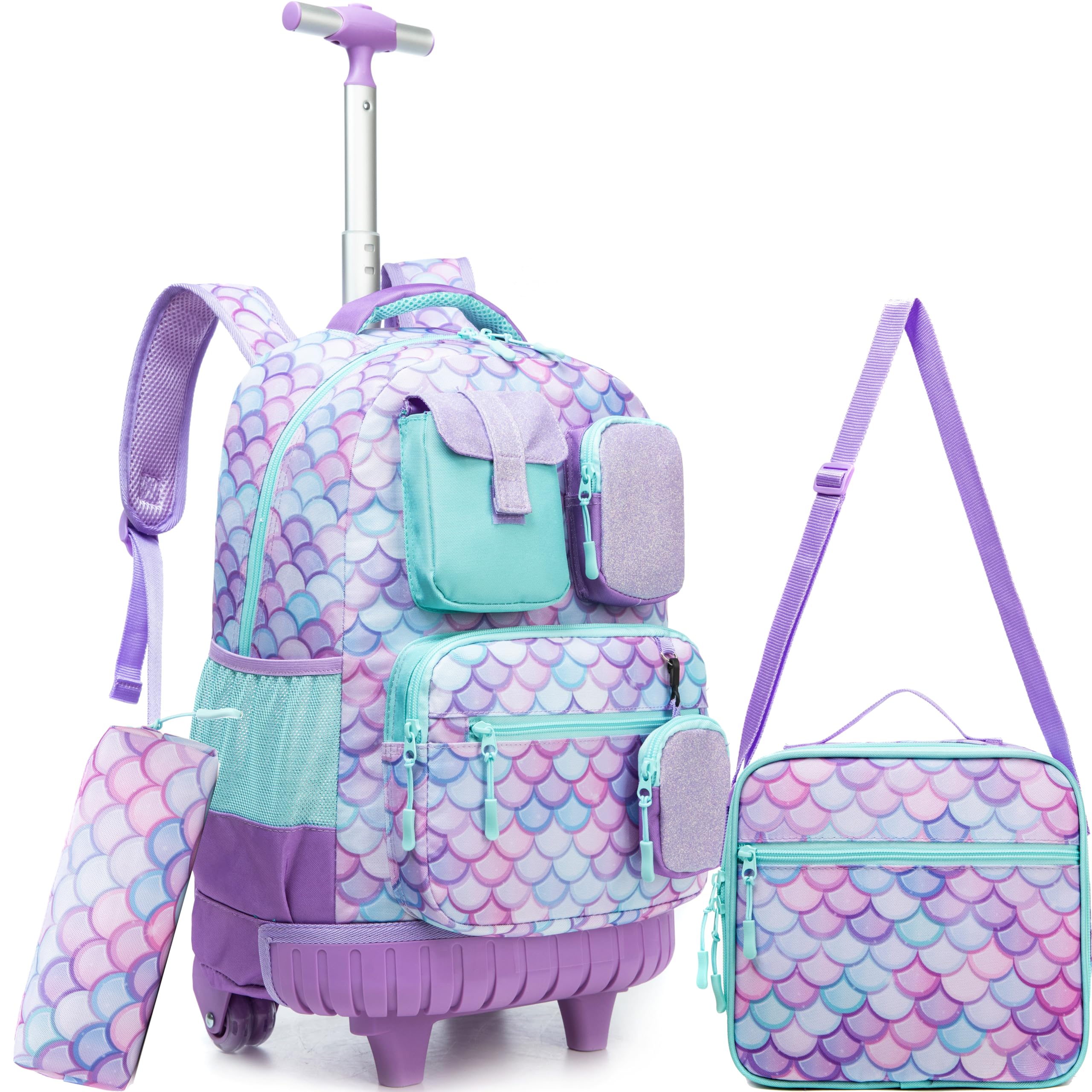 Meetbelify Rolling Backpack for Girls Boys Backpacks with Wheels Kids Carry on Luggage for Girls Boys