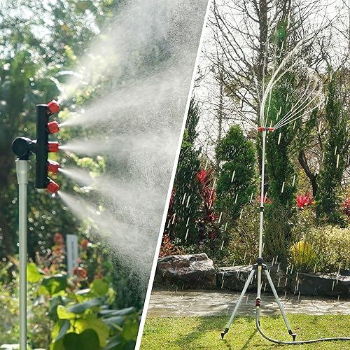 Miniatura 2 de Eden 95144EDAMZ Trípode de altura ajustable y rociador giratorio  Cabezal de niebla 2 en 1 y rociador de 3 brazos, rango de 360, paquete de conexión