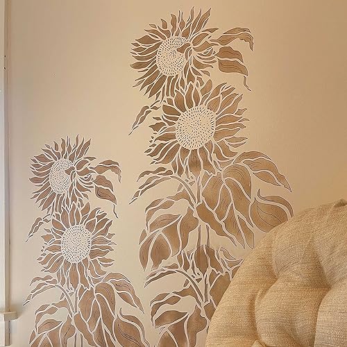 Miniatura 5 de Plantilla de girasol grande  DIY Craft Best Vinyl Big Sun Flower Stencils, plantilla de flores pequeñas para pintar en madera, lienzo, pared, piso,