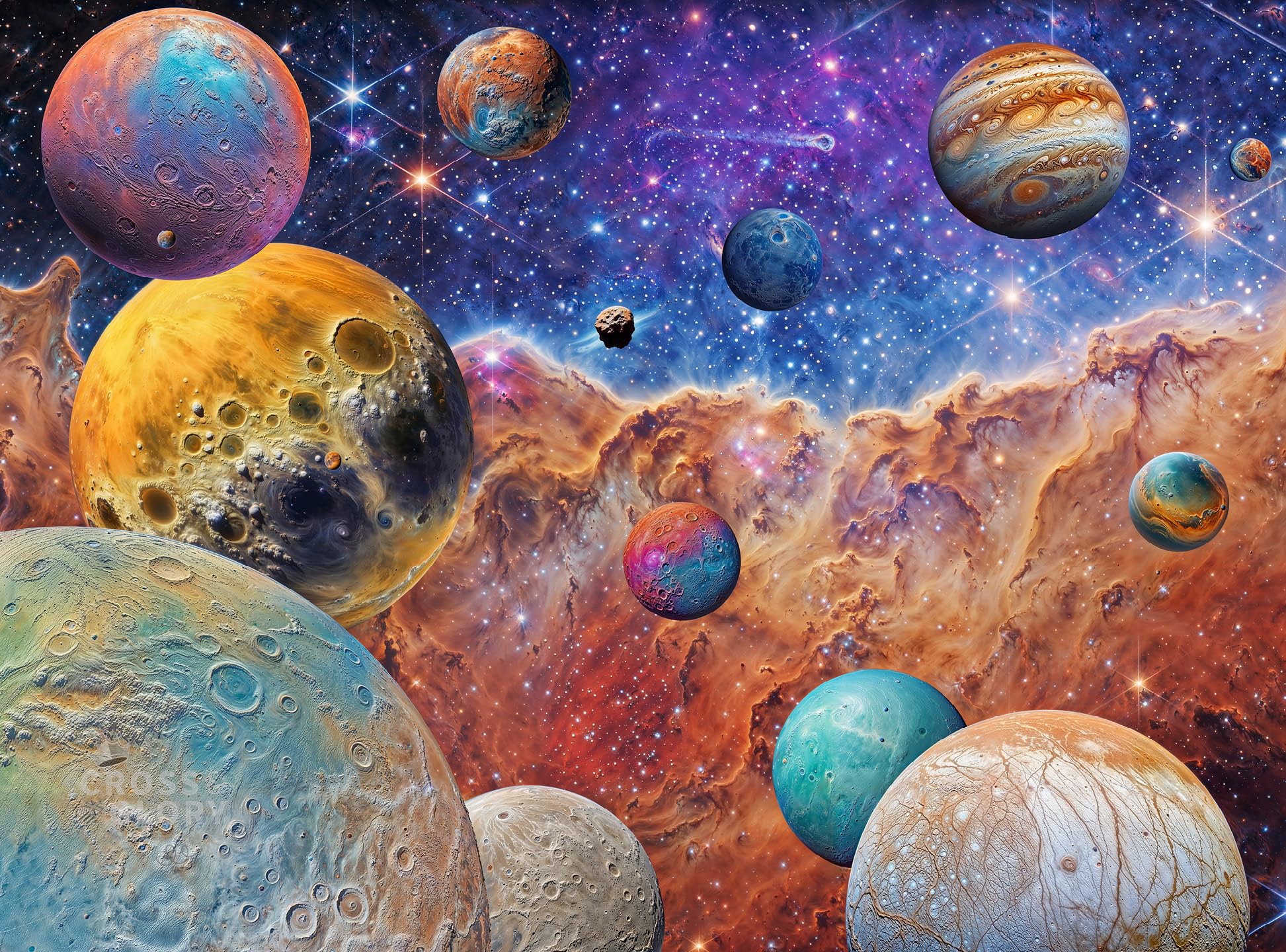 Galaxy Quest: Symphony of The Cosmos - Rompecabezas de 1000 piezas del sistema solar Galaxy Space - Vibrante, educativo, diversión familiar - por Cross & Glory