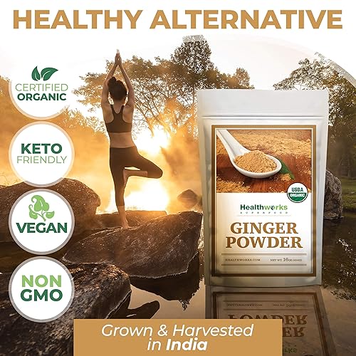 Miniatura 6 de Healthworks Jengibre en polvo 16 onzas  1 libra  Molido  Crudo  Todo Natural y Certificado Orgánico  Keto Vegano  Genial con el café té y jugos