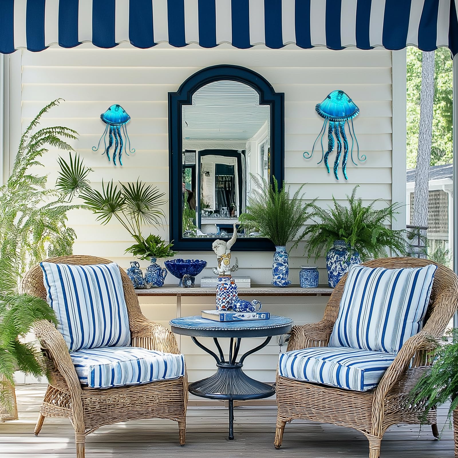 LIFFY Méduse en métal - Décoration murale à suspendre pour la maison, la piscine, la plage, la terrasse, le jardin, la maison (38,1 cm, 25,4 cm)