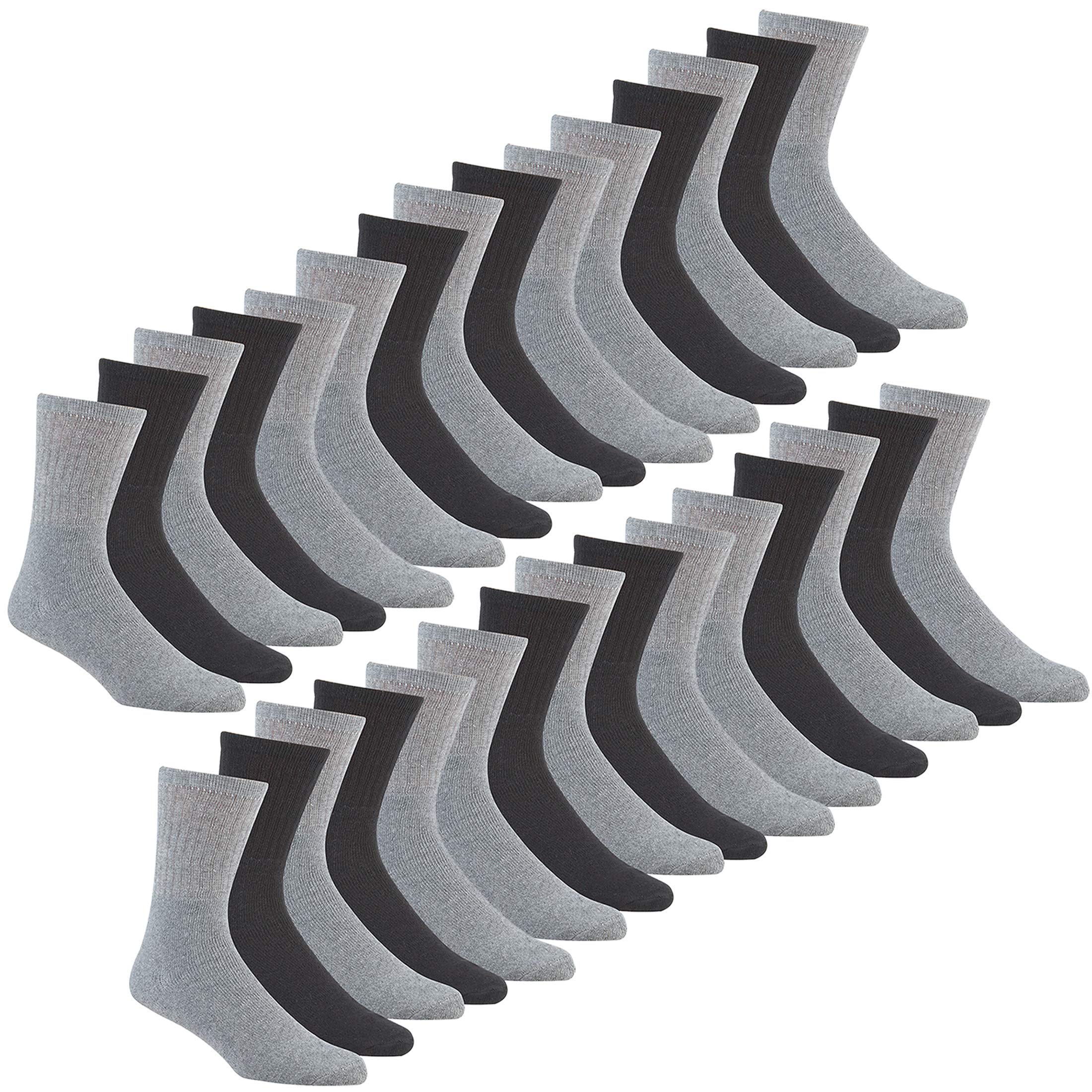 METZUYAN Mens 40 Pairs Cotton Rich Sports Socks Plain Black White Grey Size 6-11
