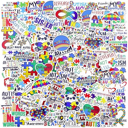Calcomanías de conciencia del autismo, calcomanías impermeables de vinilo para diario, paquete de calcomanías para botellas de agua para