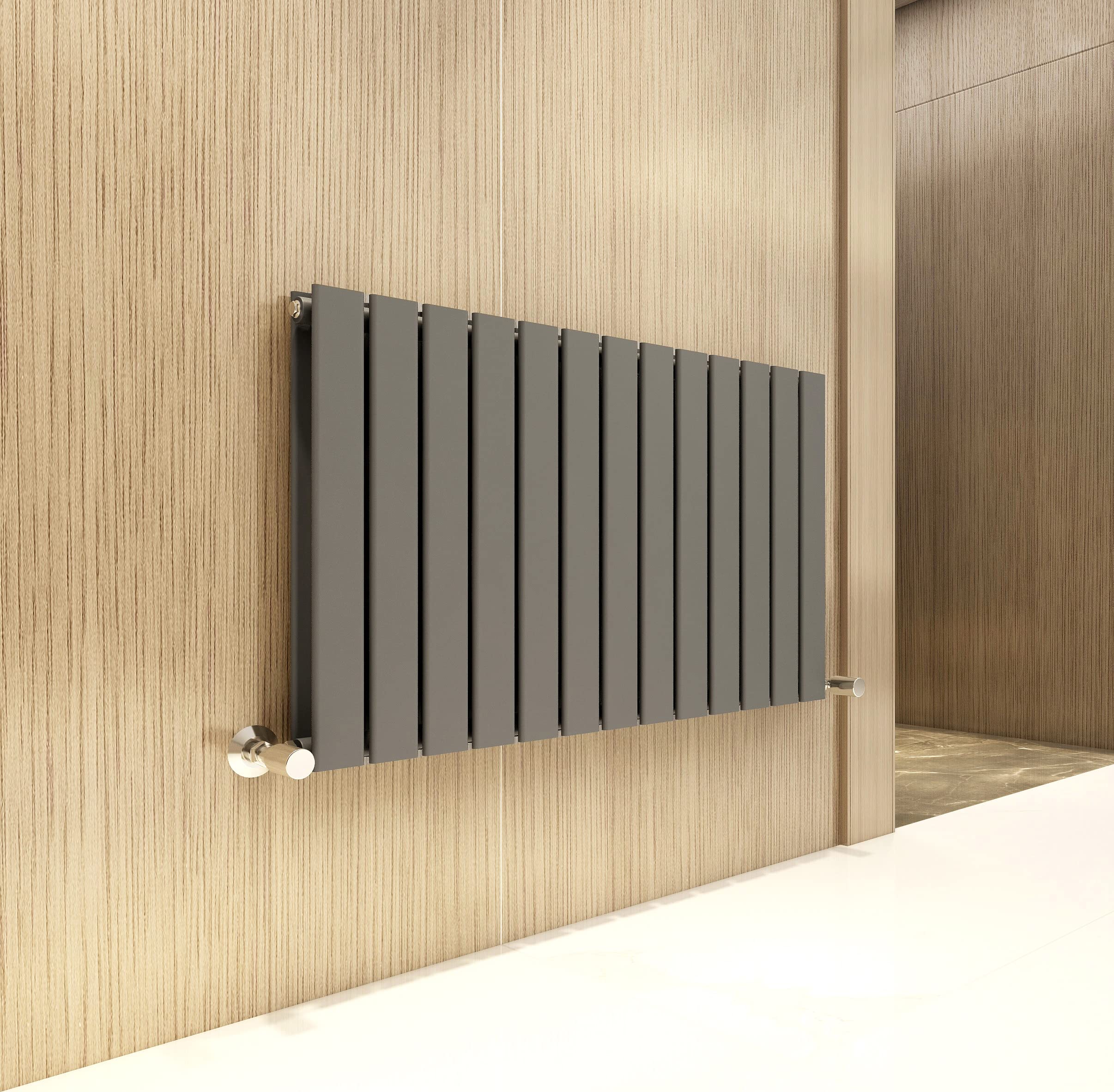 Radiator Horizontal Vertical Designer Flat Panel Central Heating Radiator 600mm Height (600x884mm Double, Anthracite)