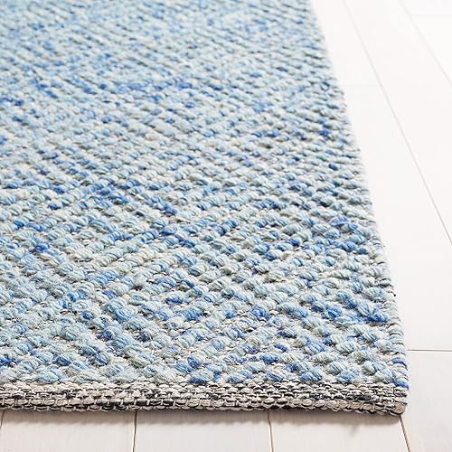 Miniatura 5 de SAFAVIEH Natura Collection - Alfombra de área de 8 x 10 pies, azul, lana hecha a mano, ideal para zonas de alto tráfico en sala de estar, dormitorio