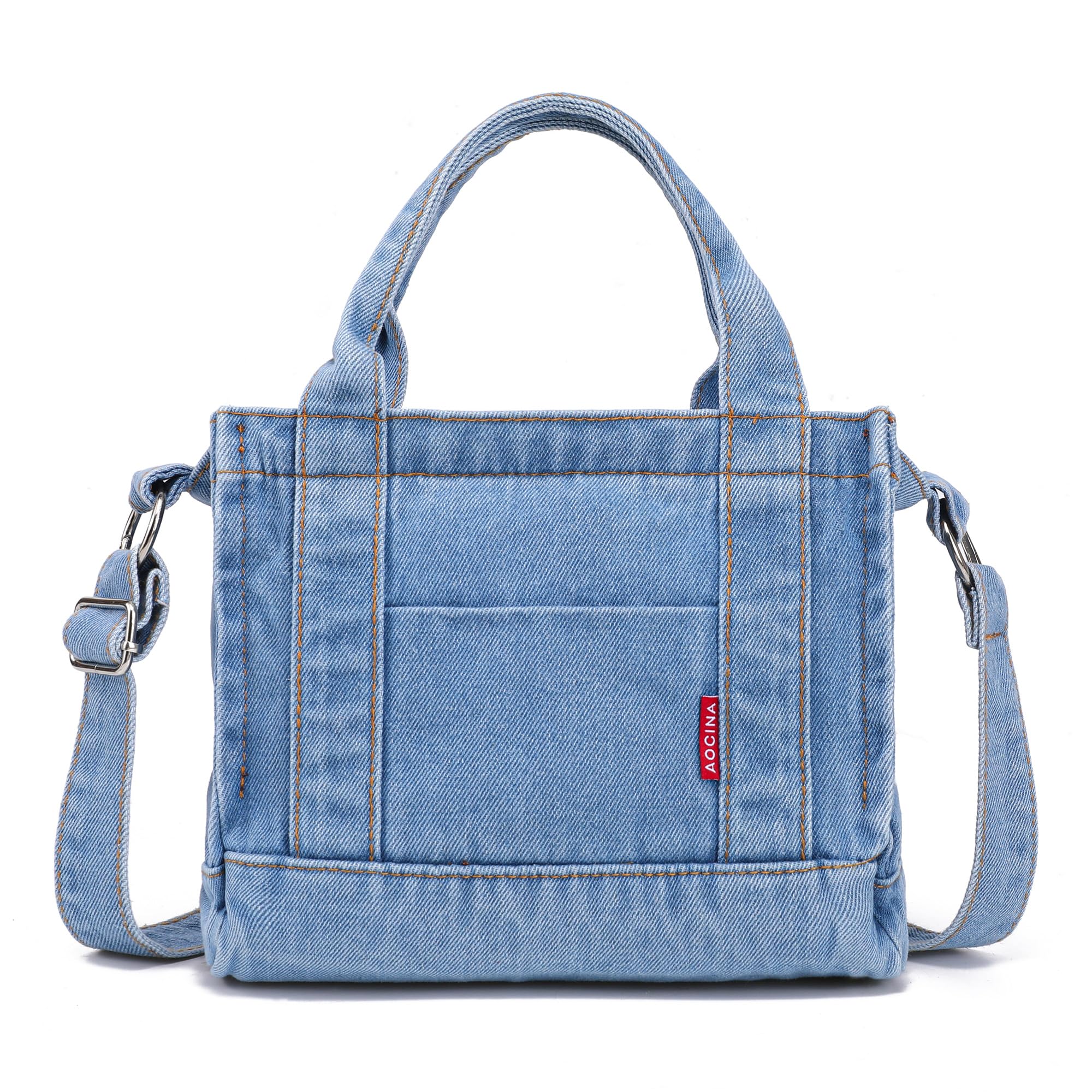 AOCINA Denim Purse Jean Tote Bag for Women Crossbody Shoulder Weekend Bags Denim Purses and Handbags for Women