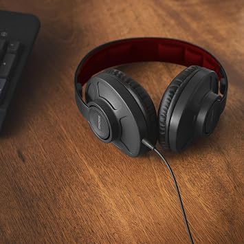 Koss GMR540-A-ISO Over-Ear Closed-Back Gaming Headphones, Volume Control + Mute Switch, Detachable Boom Microphone, Ultra Lightweight and Durable Design, Black and Red