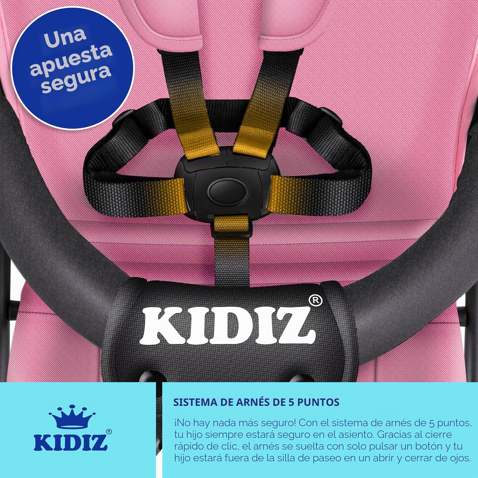 KIDIZ® Silla de paseo CITY Buggy, silla de paseo infantil plegable y reclinable, silla de paseo plegable 360°, ruedas de 4 pulgadas, Incl. capota plegable para el sol y la lluvia