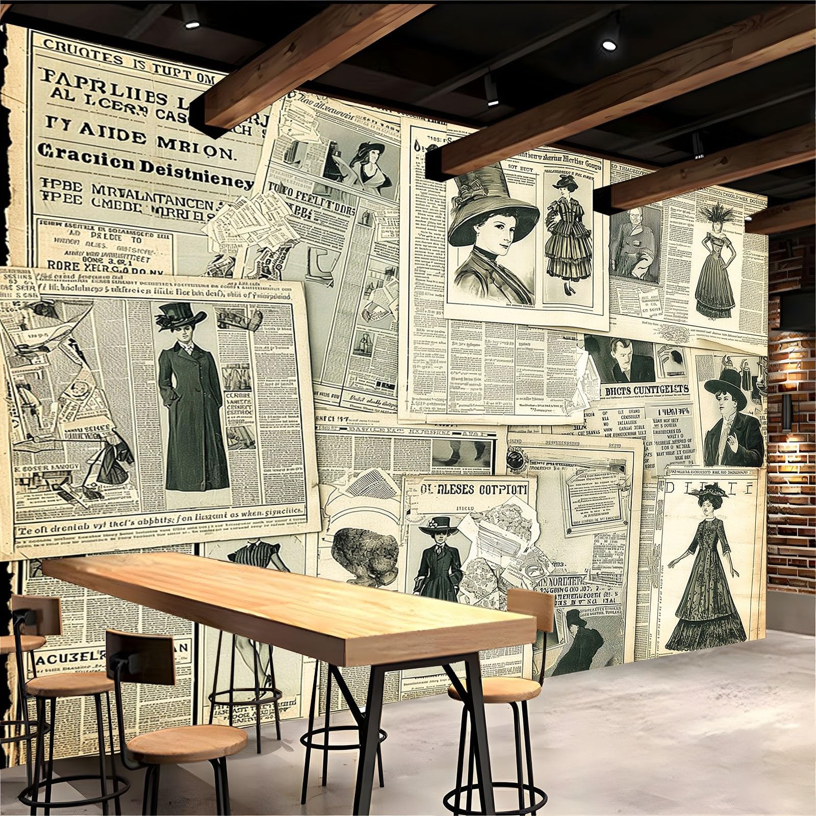 Styl gazety mural tapeta retro ubrania modele ścienne murale do sypialni salonu dzieci przedszkole fototapeta artystyczna dekoracja szer. 400 x wys. 280 cm dekoracja ścienna papier plakat